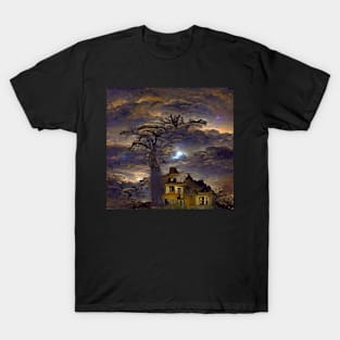 EERIE HALLOWEEN HOUSE WITH A GHOST T-Shirt